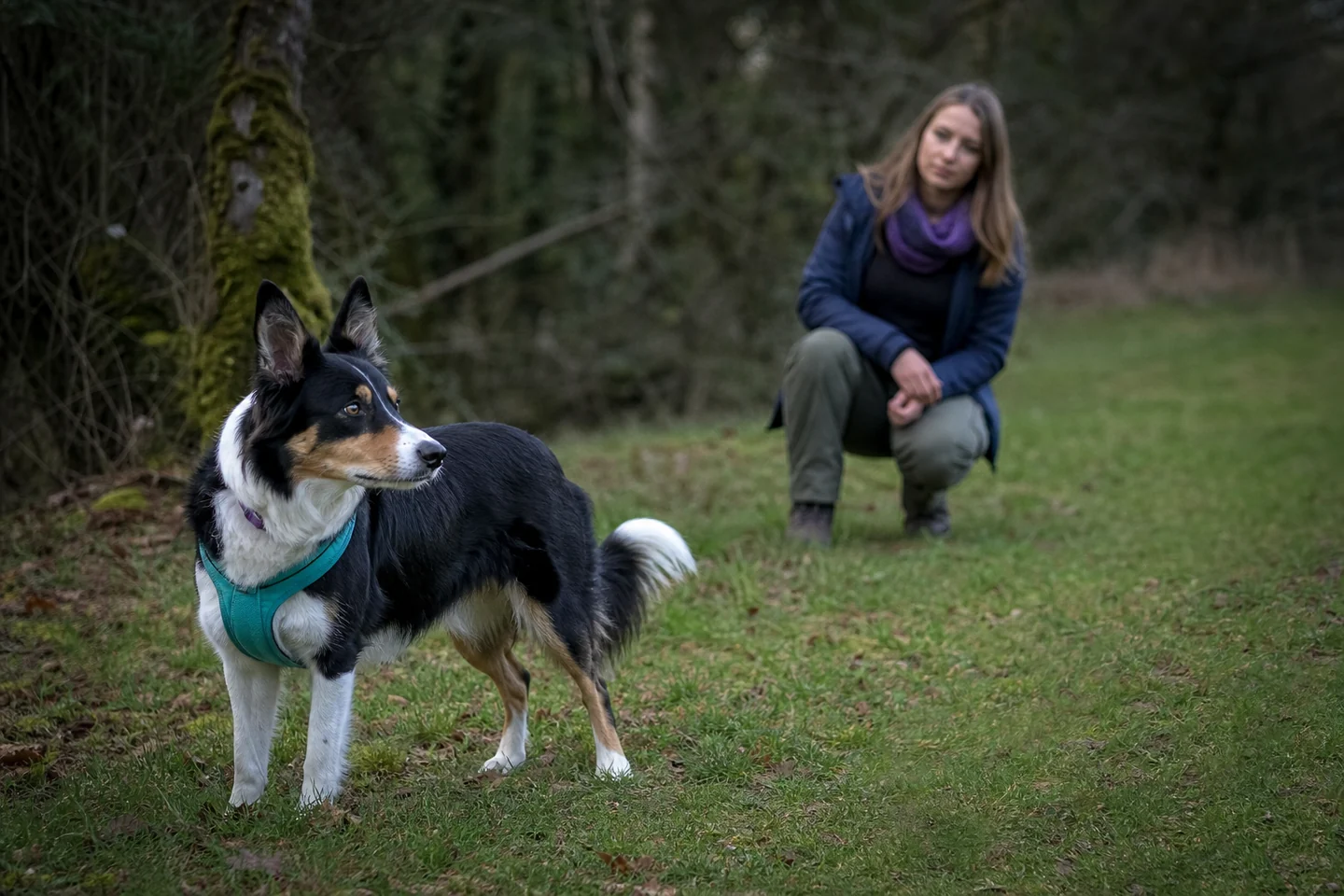 Persona observando y comprendiendo a su perro durante una sesión